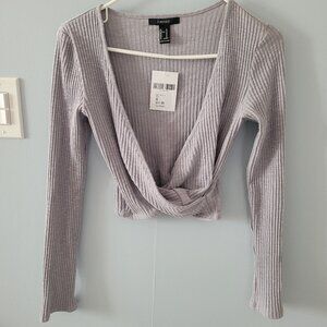 NWT Forever 21 Criss Cross Wrap Long Sleeve Crop Top